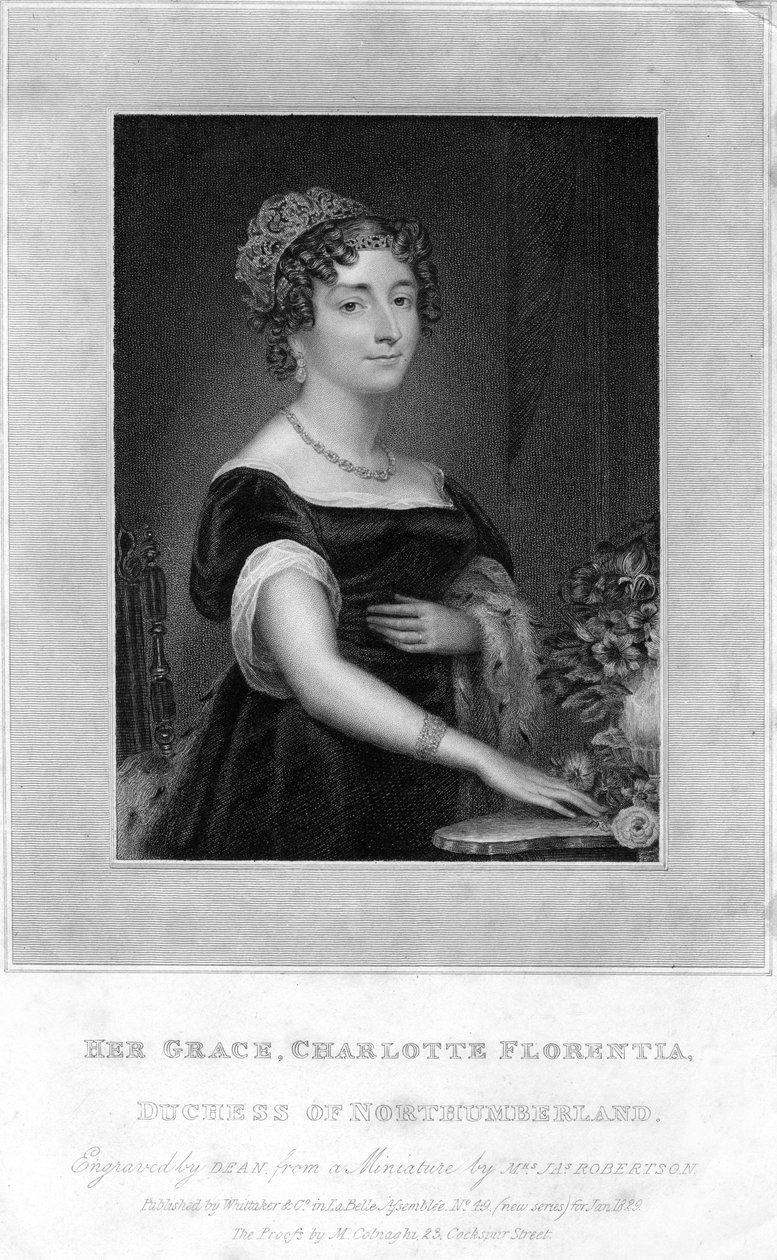 Her Grace Charlotte Florentia, Duchess of Northumberland, 1829 by T. A. Dean