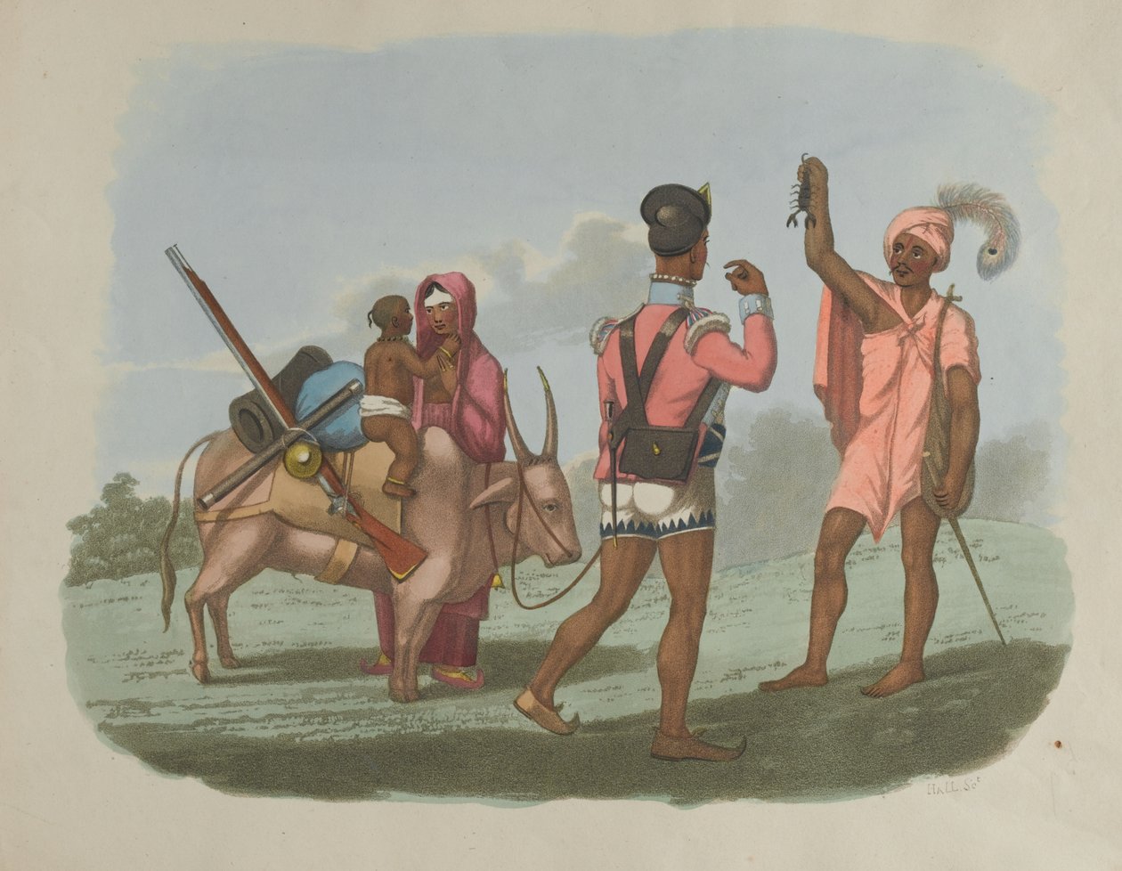 A Bengal Sepoy and His Family Meeting One of the Byraggee Caste, 1799 by T. Medland
