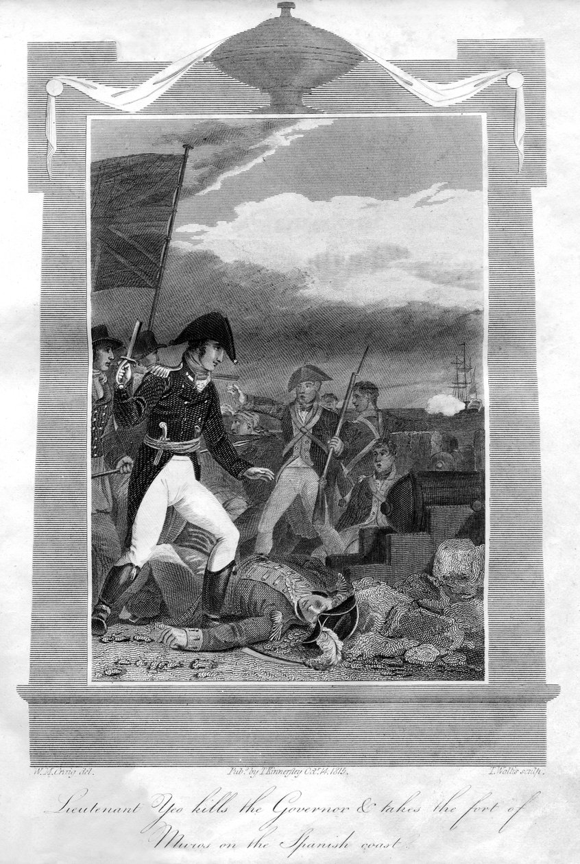 Lieutenant Yeo Kills the Governor and Takes the Fort of Muros on the Spanish Coast, 1816 by T. Wallis