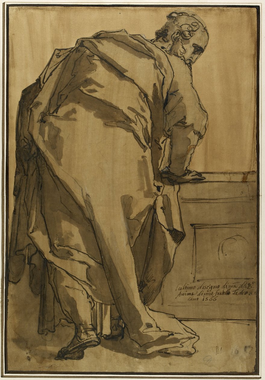 A Heavily Draped Apostle Seen from Behind by Taddeo Zuccari