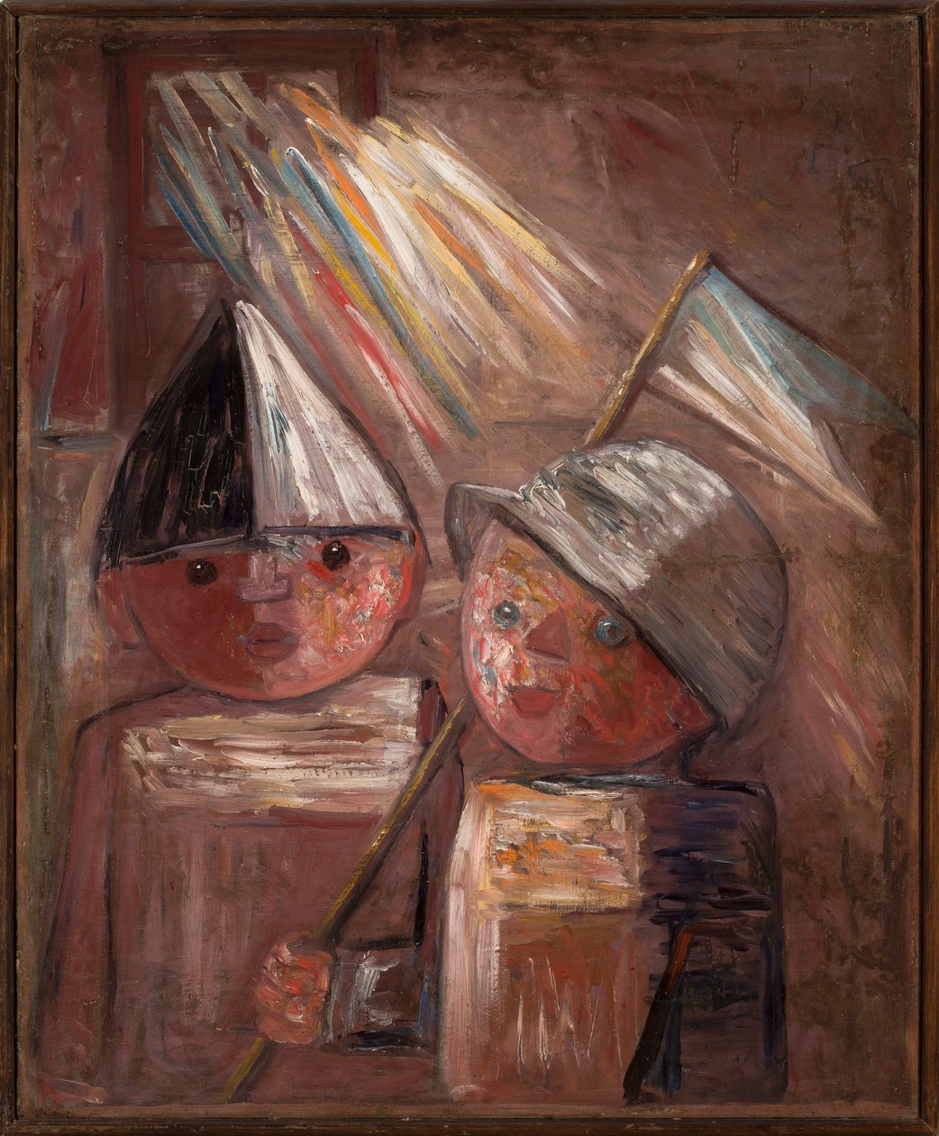 Two Children with a Flag by Tadeusz Makowski