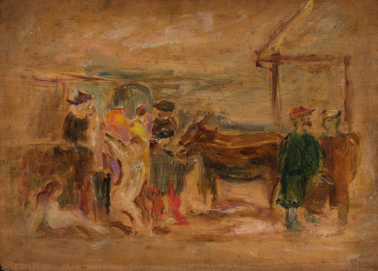 Figurative Scene with Donkeys by Tadeusz Makowski