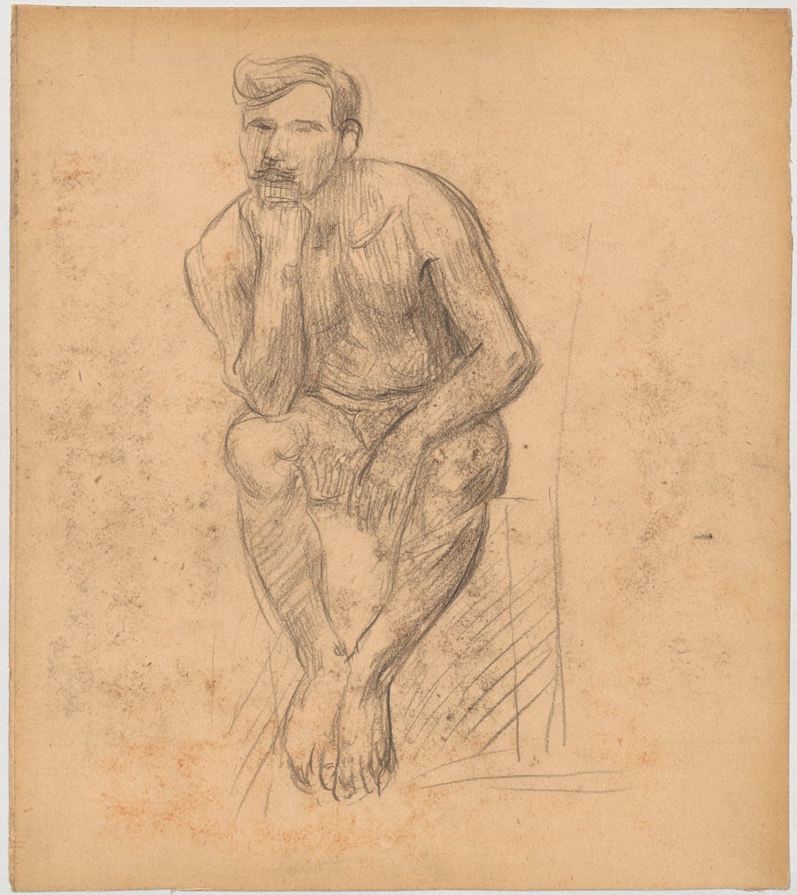 Study of a Seated Male Nude by Tadeusz Makowski