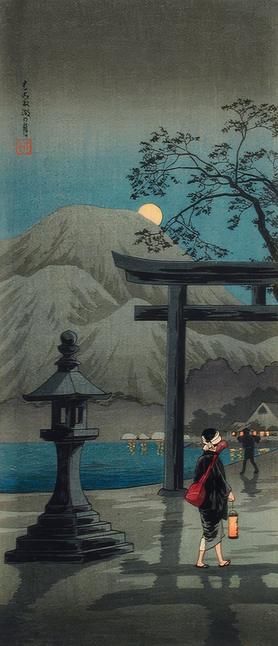 Lake Hakone in Moonlight by Takahashi Hiroaki