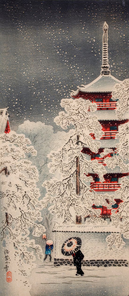 Snow at Asakusa, Yedo, Musashi Province by Takahashi Hiroaki