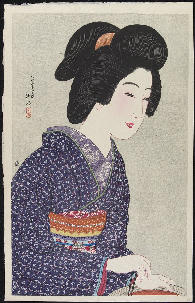 Woman Sitting by a Brazier, February 1925 by Takahashi Hiroaki