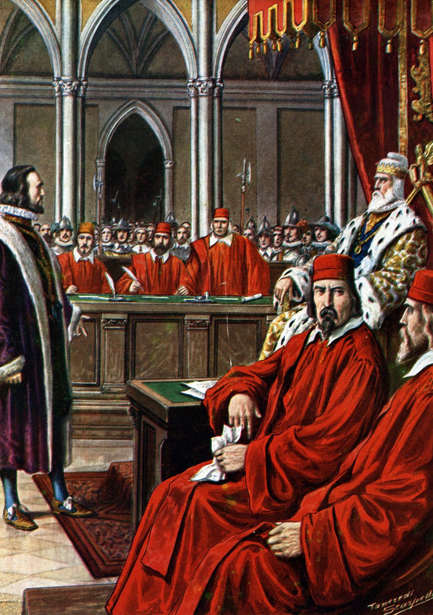 Cretan War: The trial of Francesco Morosini after the siege of Candia, accused of cowardice and treason on his return to Venice by Tancredi Scarpelli