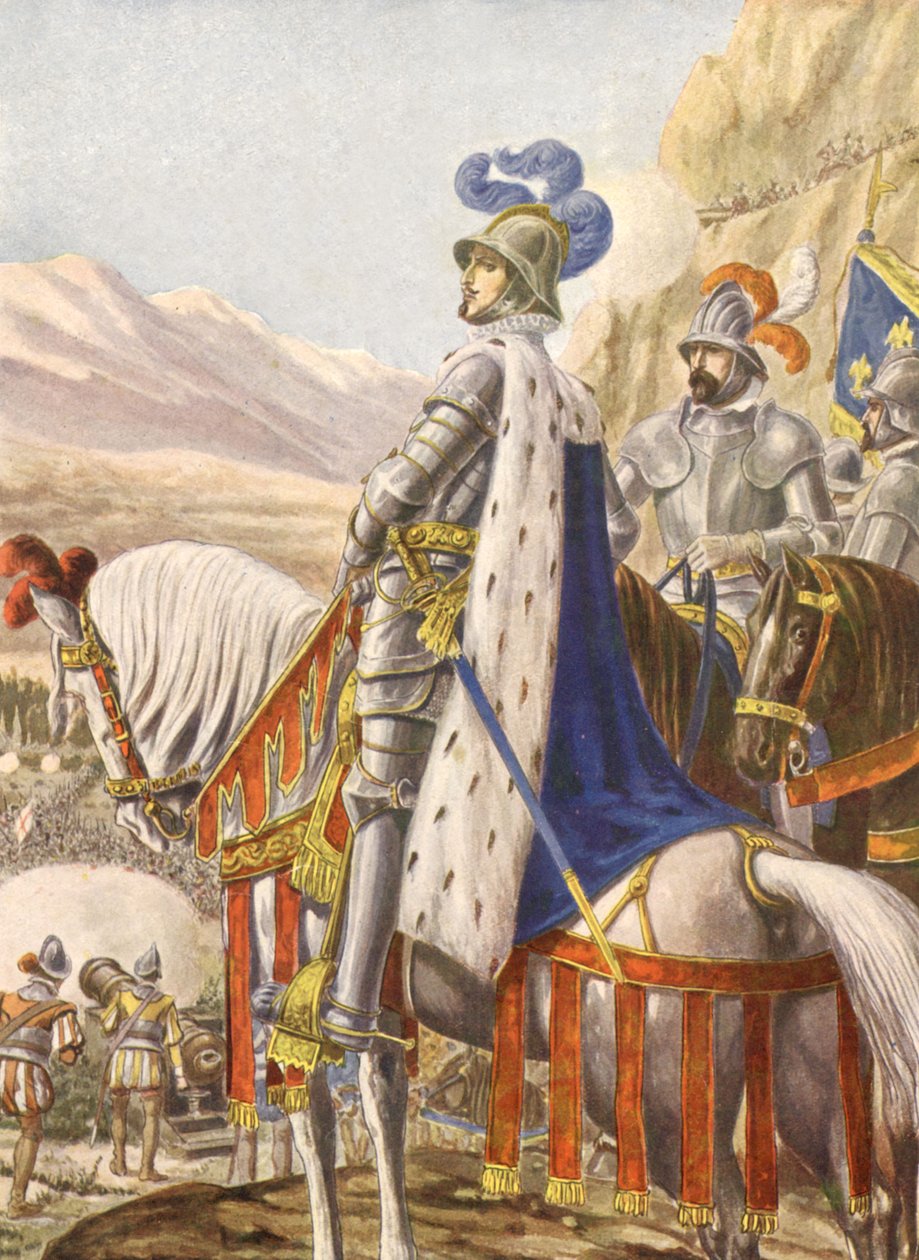 Francois 1st of France During Marignan Battle in 1515, Illustration by Tancredi Scarpelli