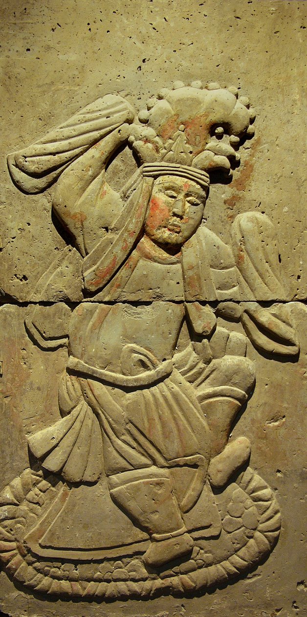 Terracotta stele with dancer, Tang Dynasty (618-907), discovered in Shaanxi Province, Steles Forest Museum in Xian by Tang Dynasty Chinese School