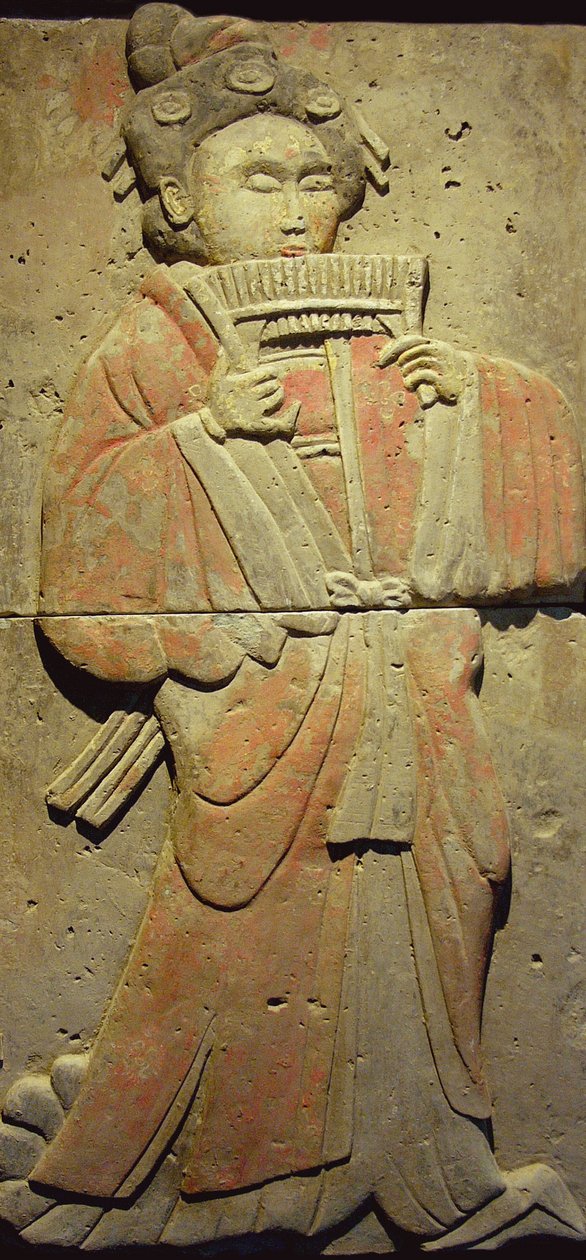 Terracotta stele with musician, Tang Dynasty by Tang Dynasty Chinese School