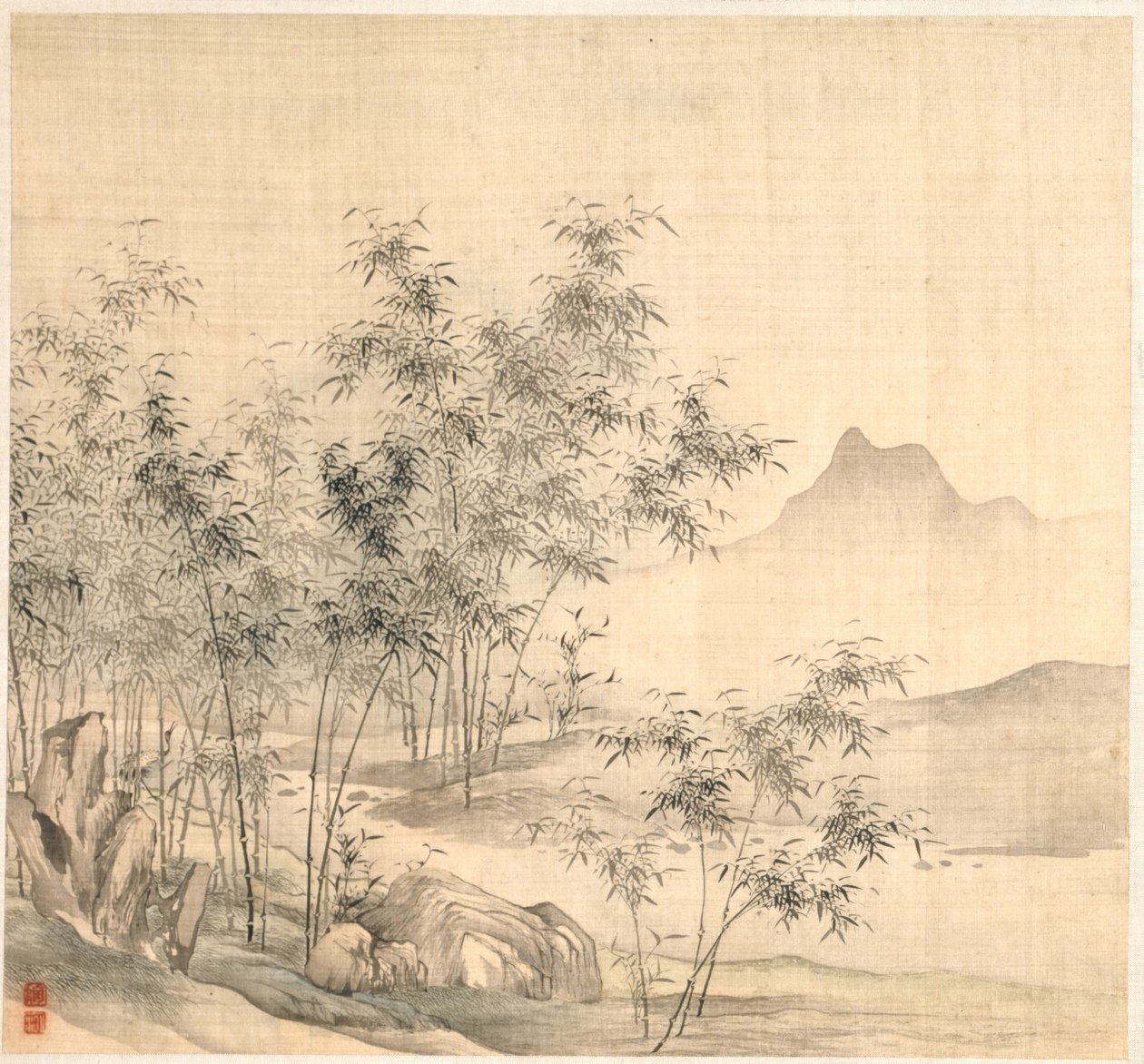 A Solitary Crane in the Bamboo Grove, early 1600s by Tao Hong