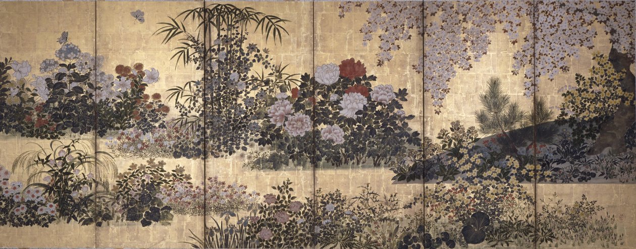 Flowers and Butterflies by Tawaraya Sotatsu