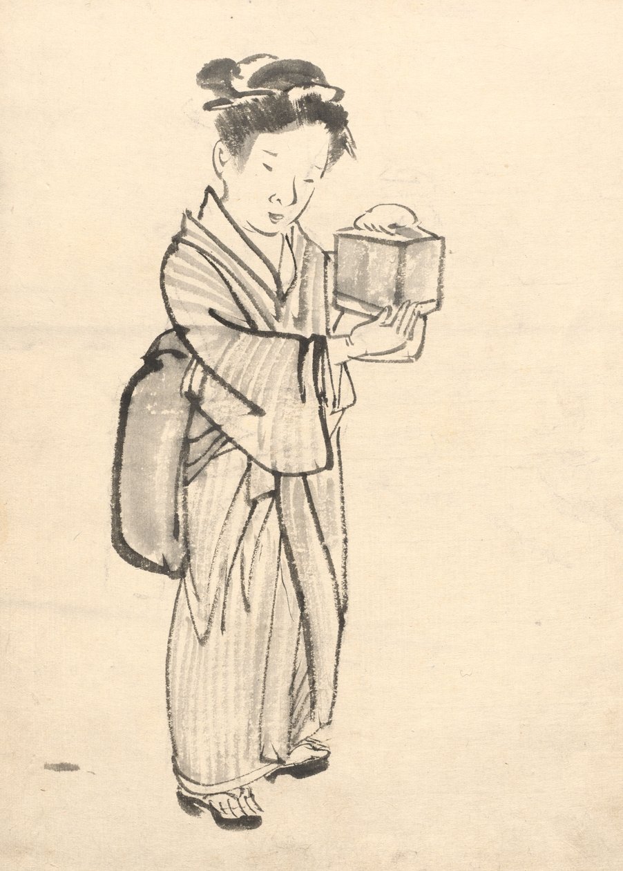 Girl Holding a Cricket Cage by Tawaraya Sōri