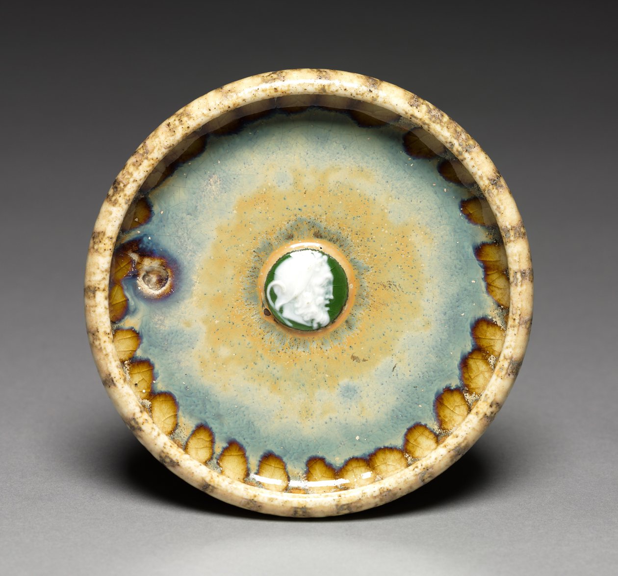 Dish with White and Green Cameo, c.1895 (stoneware & porcelain) by Taxile Maximin Doat