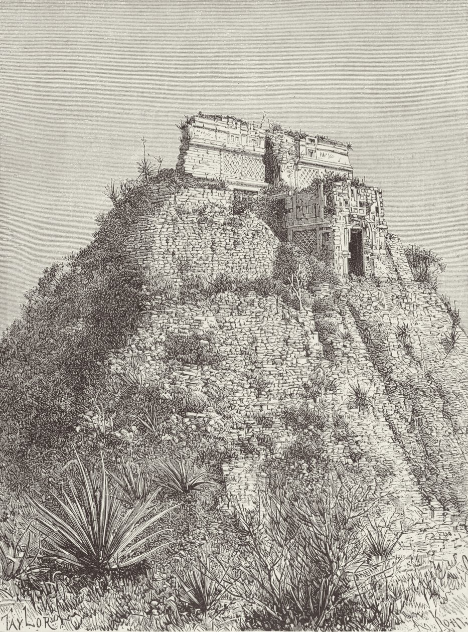 The Dwarfs House at Uxmal, from The Ancient Cities of the New World, by Claude-Joseph-Desire Charnay, engraved by A. Kohl, pub. 1887 by Taylor after Taylor after