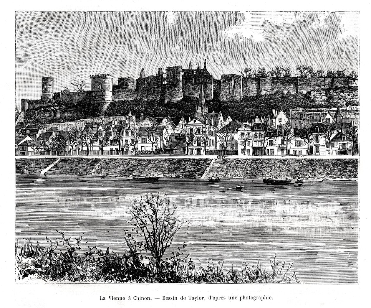 Chinon and the Vienne river, France, 19th century by Taylor