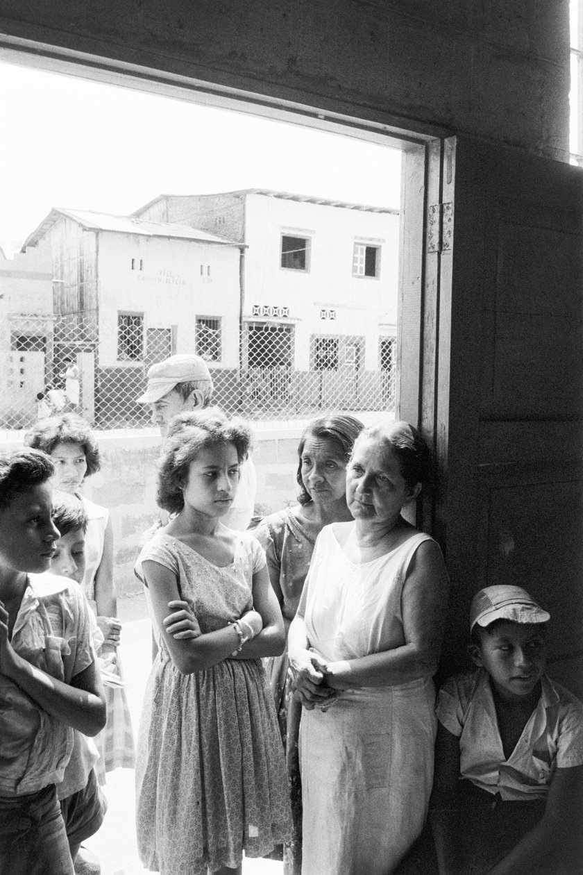 Ecuadorian women waiting anxiously for meetings with medical personnel from hospital ship SS Hope by Ted Spiegel
