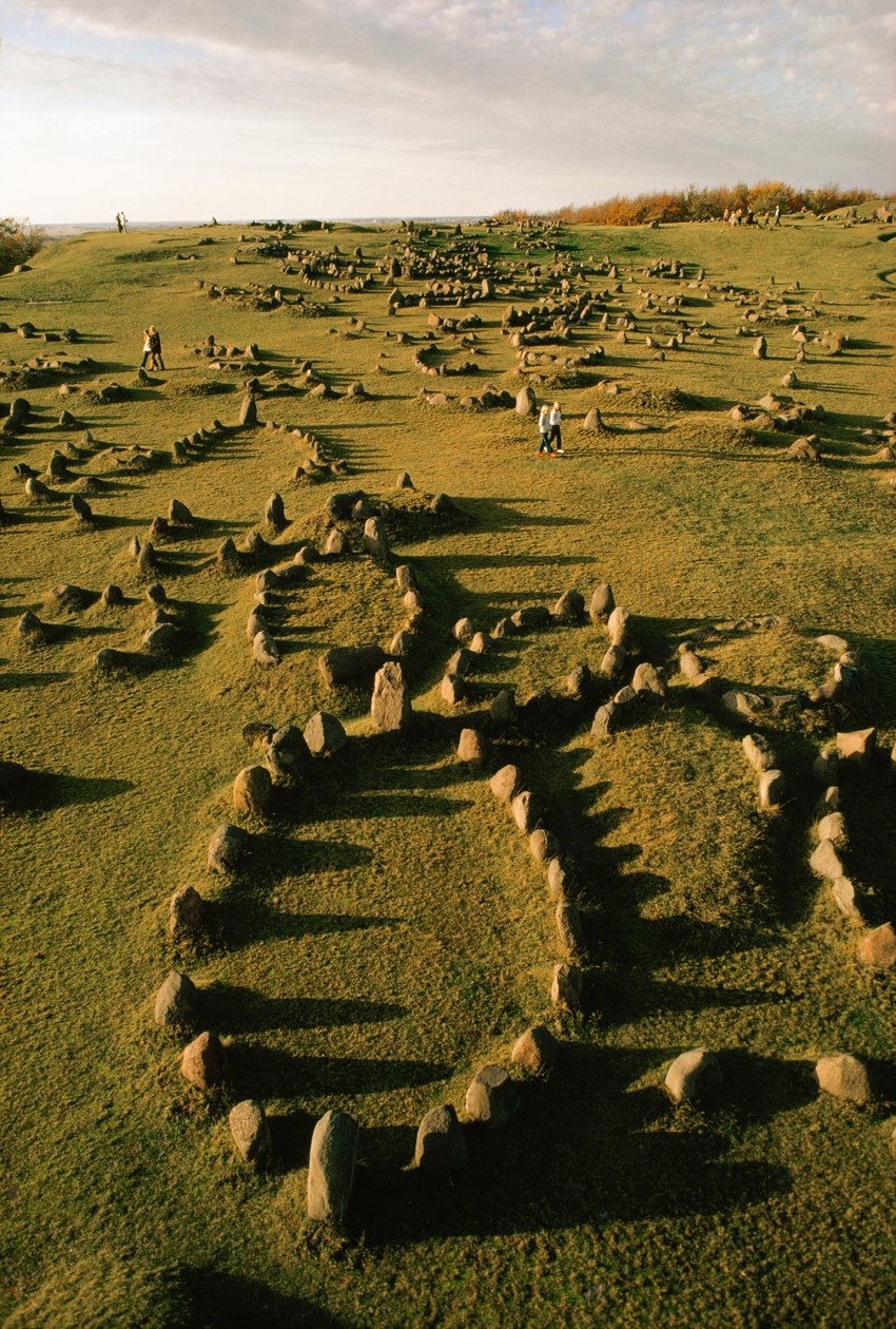 Hull-shaped stone markers set by Vikings dot an ancient burial ground in Denmark by Ted Spiegel