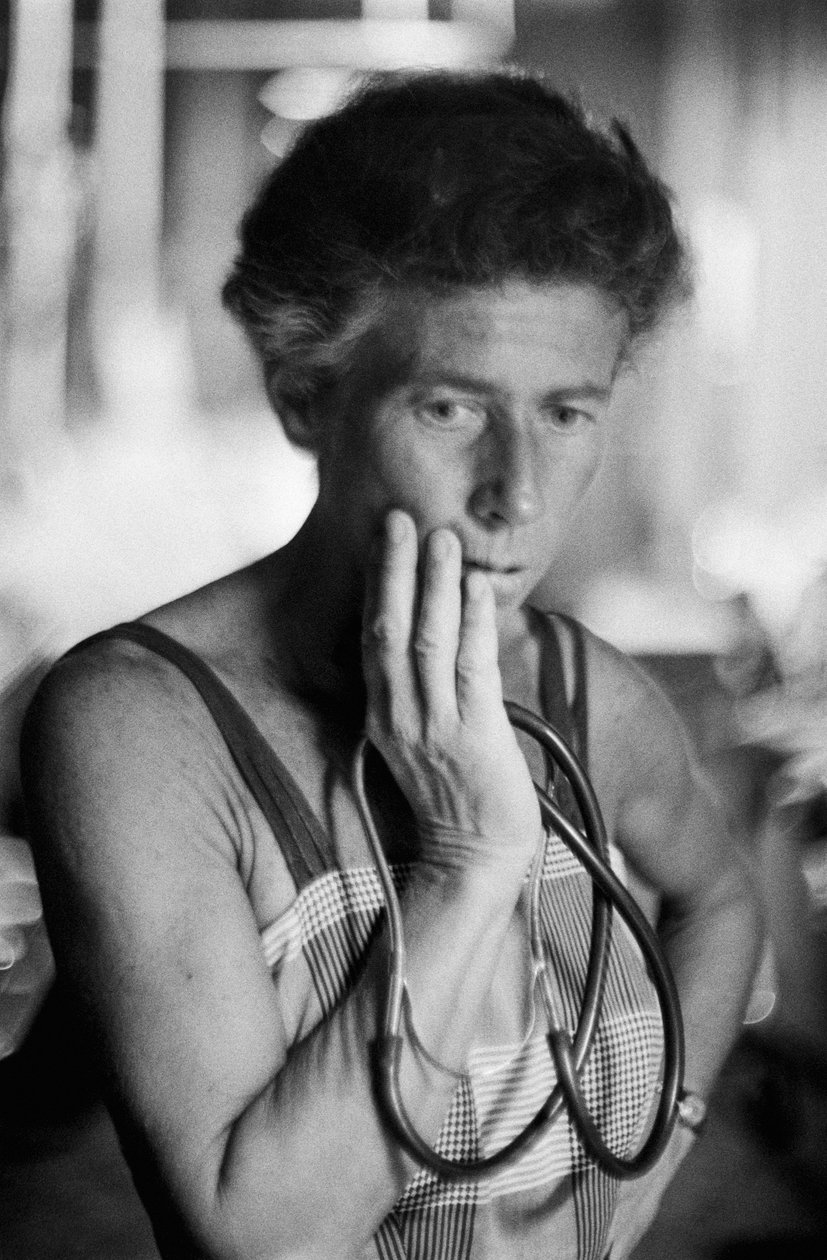 Senior woman American doctor on hospital ship SS Hope by Ted Spiegel