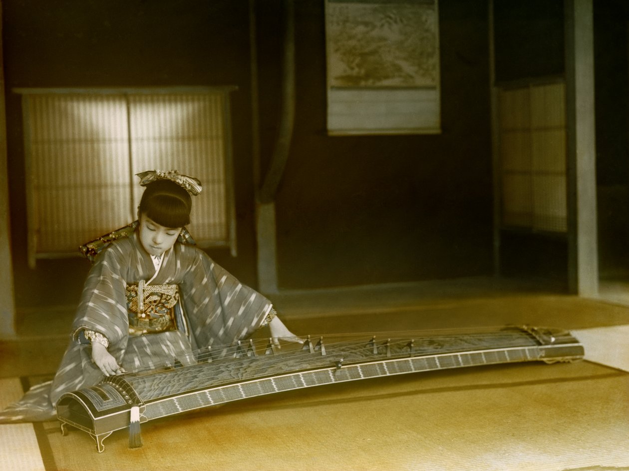 Portrait of a Japanese Woman Playing the Koto, circa 1900 - 1915 by Teijiro Takagi