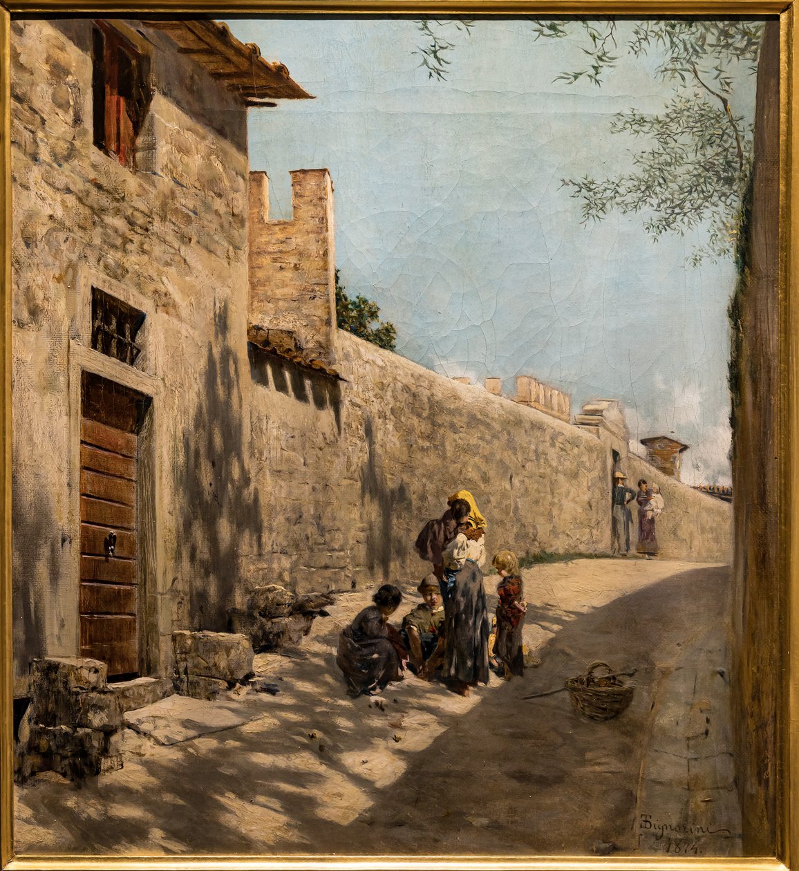 Small Tuscany Street with Figures by Telemaco Signorini