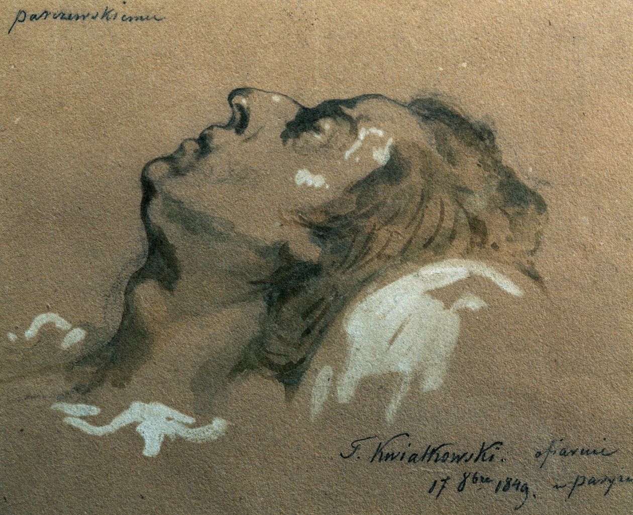 The Polish composer and pianist Frederic Chopin on his deathbed, sketch by Teofil Kwiatkowski by Teofil Kwiatkowski