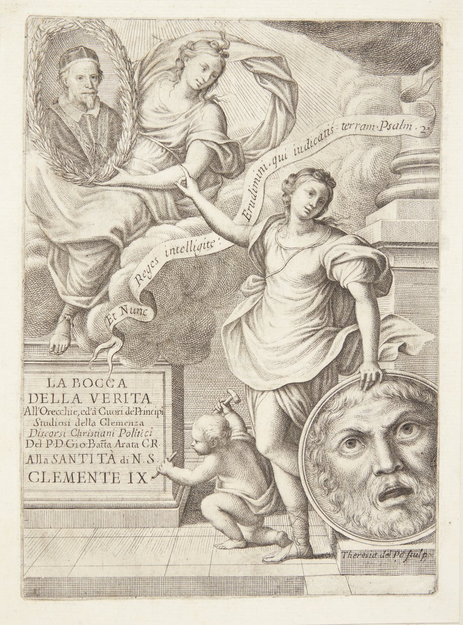 La Bocca della Verita (Title Vignette with Portrait of Pope Clement IX) by Teresa del Pò