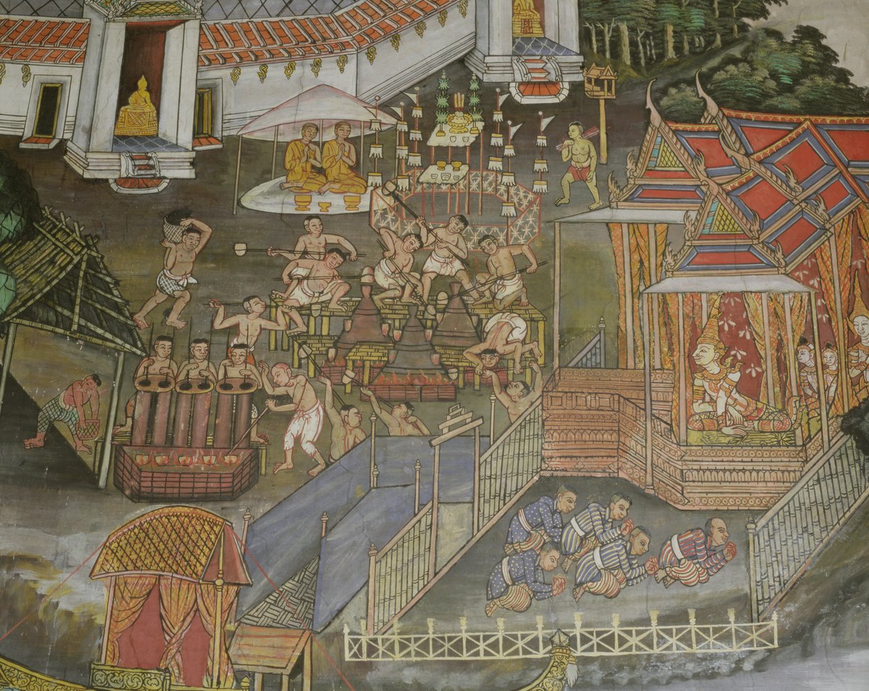 Detail of the Town of Phitsanulok, Wat Bowonniwet Vihara, Bangkok by Thai School