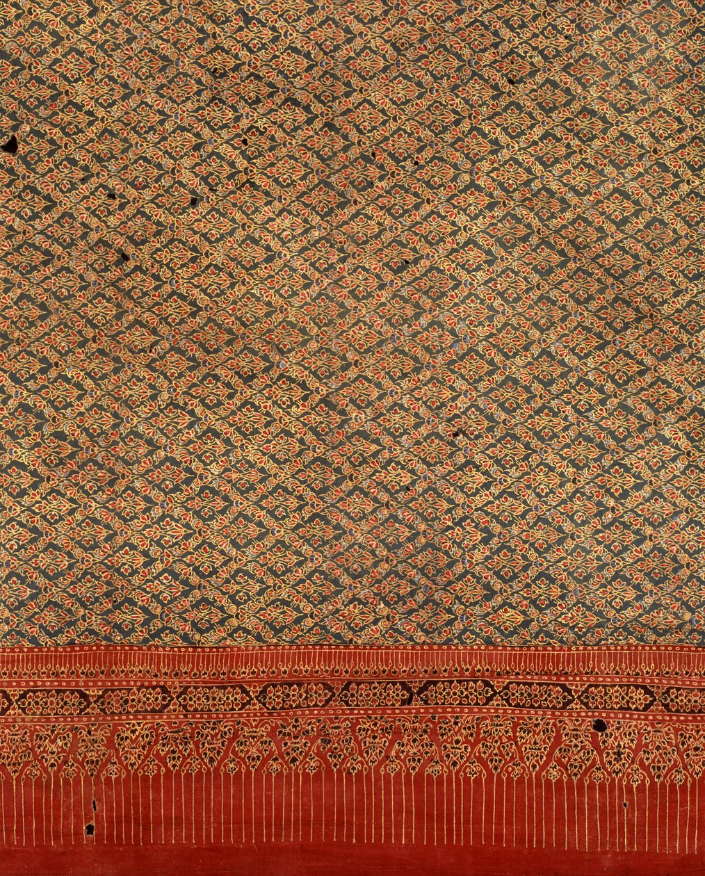 Gold-painted fabric for royalty by Thai School