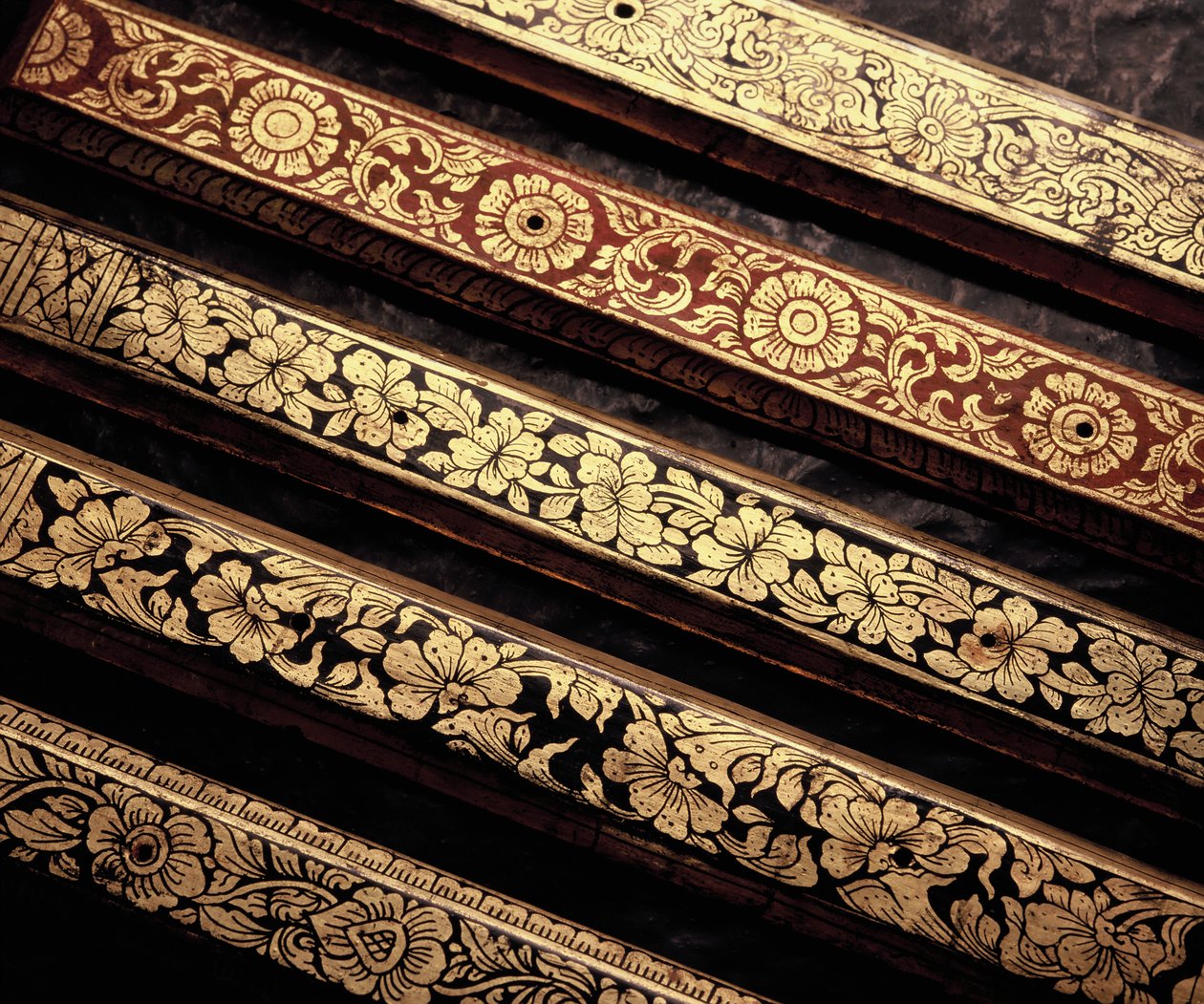 Lai Kaam patterned manuscript book covers by Thai School