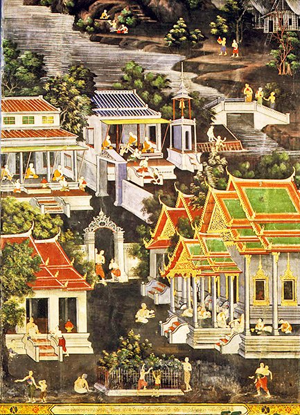 Life of the Monks, Wirharn Sasada, Wat Bowonniwet Vihara, Bangkok by Thai School