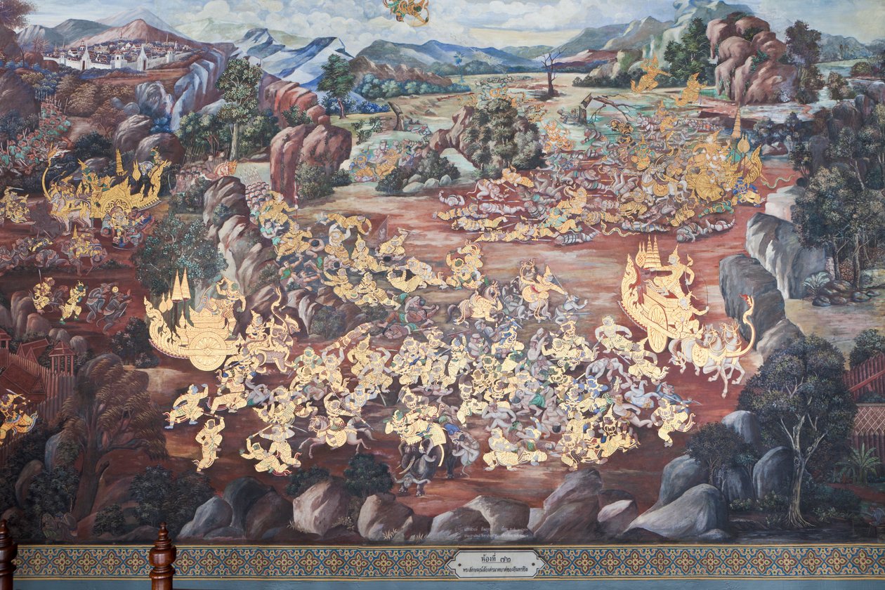 Murals Depicting Scenes from the Ramakian at Wat Phra Kaeo, the Royal Grand Palace, Bangkok, Thailand by Thai School