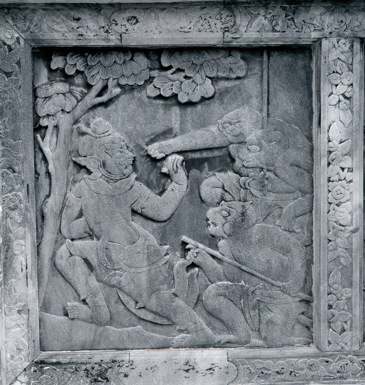 One of a Series of Reliefs Depicting the Ramakien (Ramayana) by Thai School