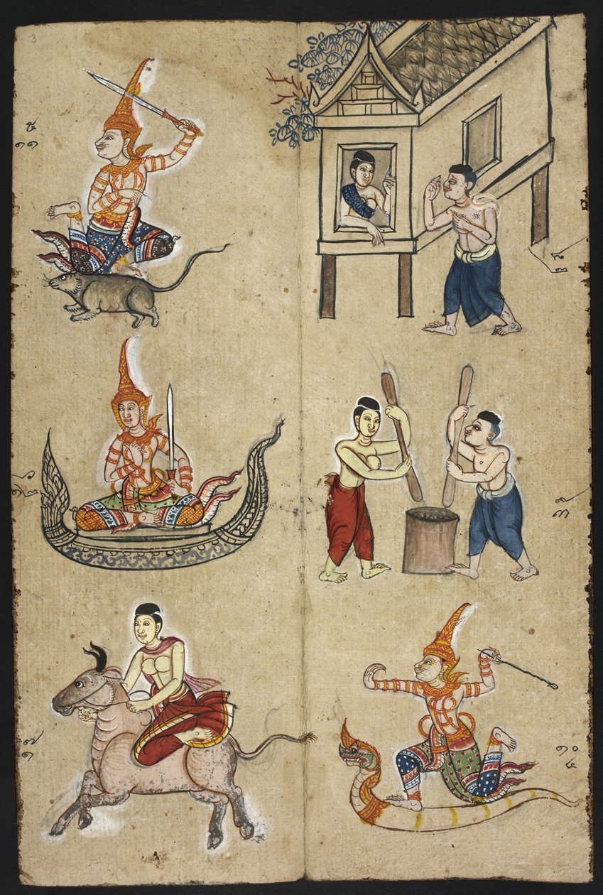 Thai divination manual (Phrommachat), containing horoscopes based on the Chinese zodiac by Thai School