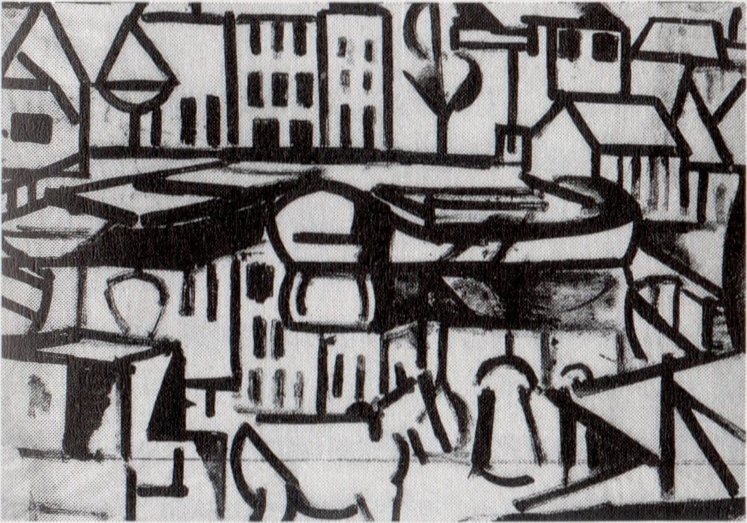 Cityscape with Boat, Leiden by Theo van Doesburg