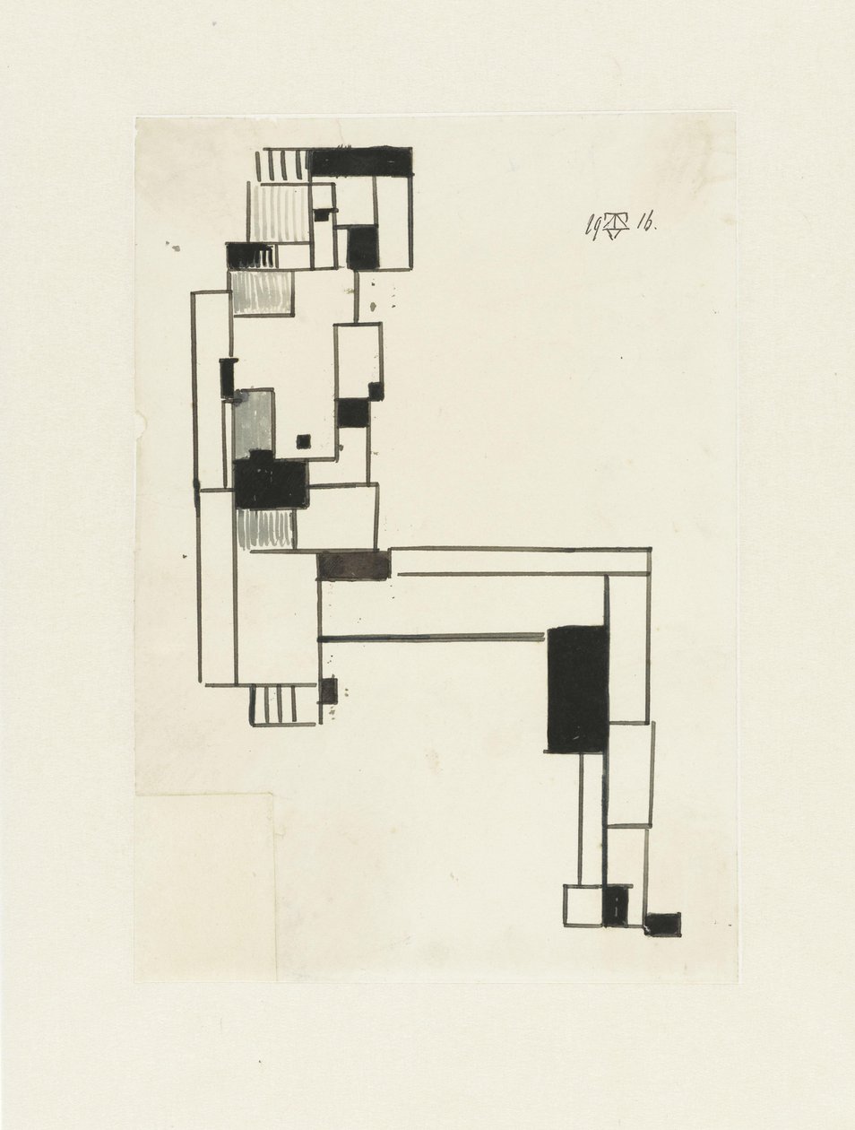 Seated Female Nude, Her Hand on Her Head by Theo van Doesburg (signed by artist)