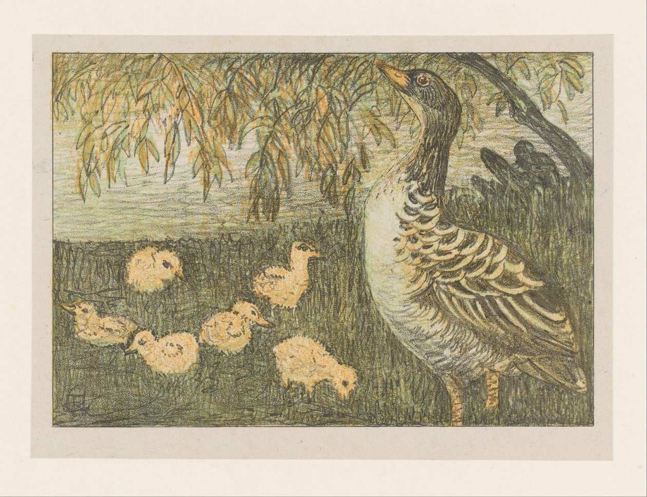 Goose with Chicks by Theo van Hoytema
