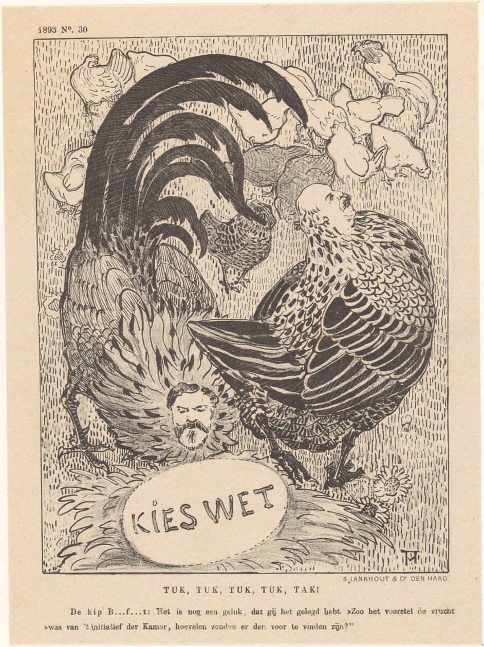 Caricature with Politicians as Chickens by Theo van Hoytema