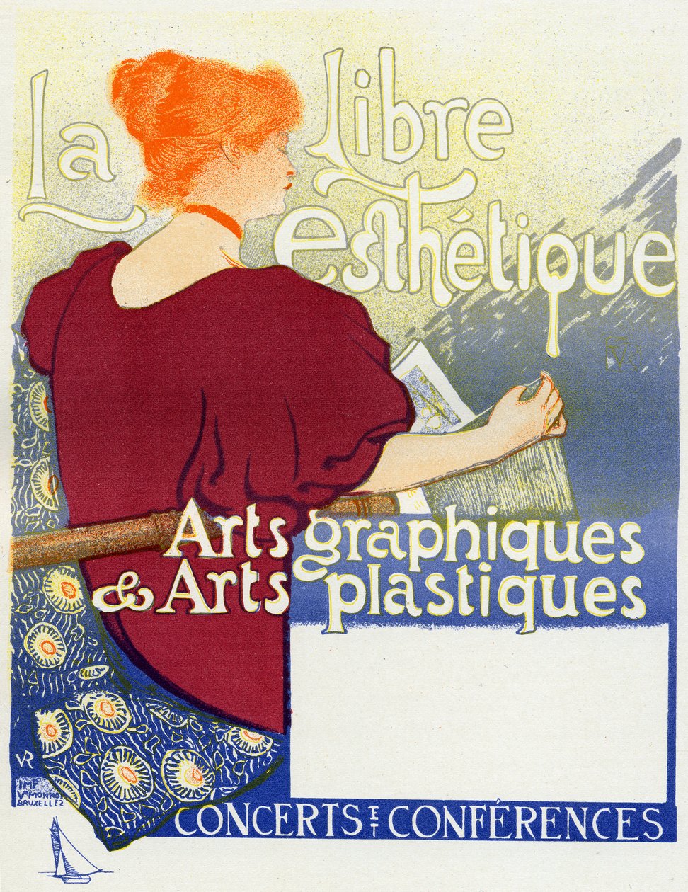Music. La Libre Esthetique (The Free Aesthetic), concerts in Bruxelles. Poster by Van Rysselberghe, Belgium by Théo van Rysselberghe