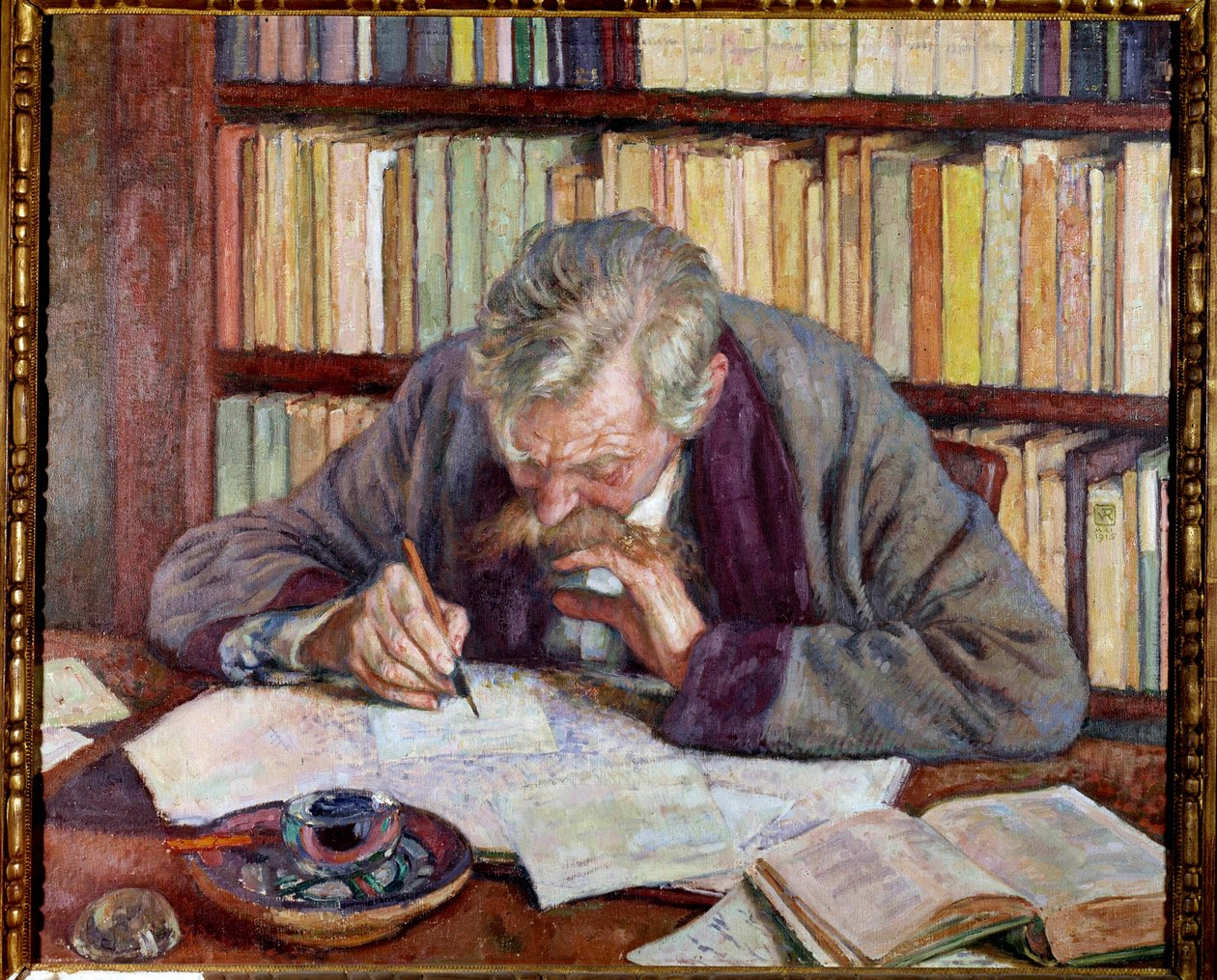 Portrait of the Belgian poet Emile Verhaeren at his office by Théo van Rysselberghe