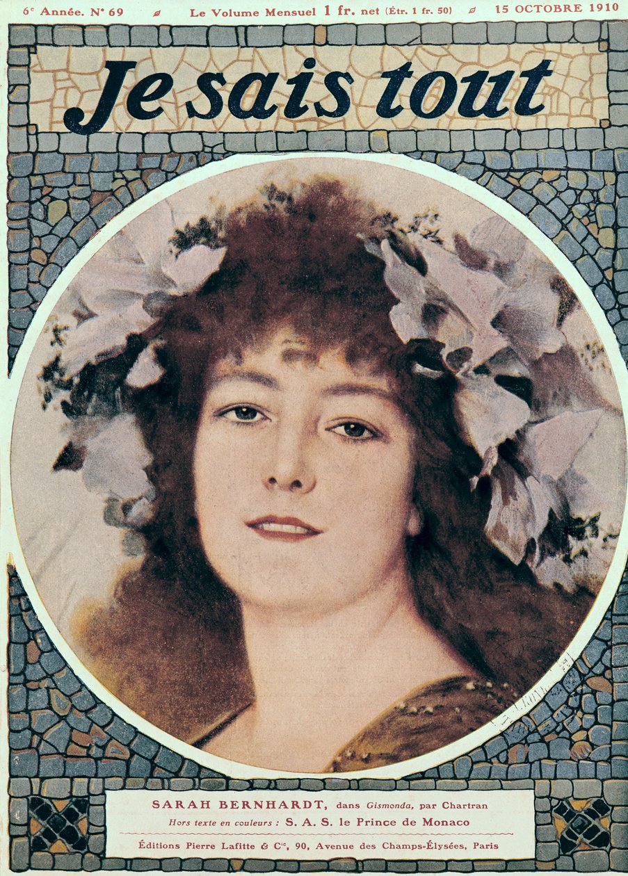 Sarah Bernhardt in Gismonda by Victorien Sardou, front cover of 
