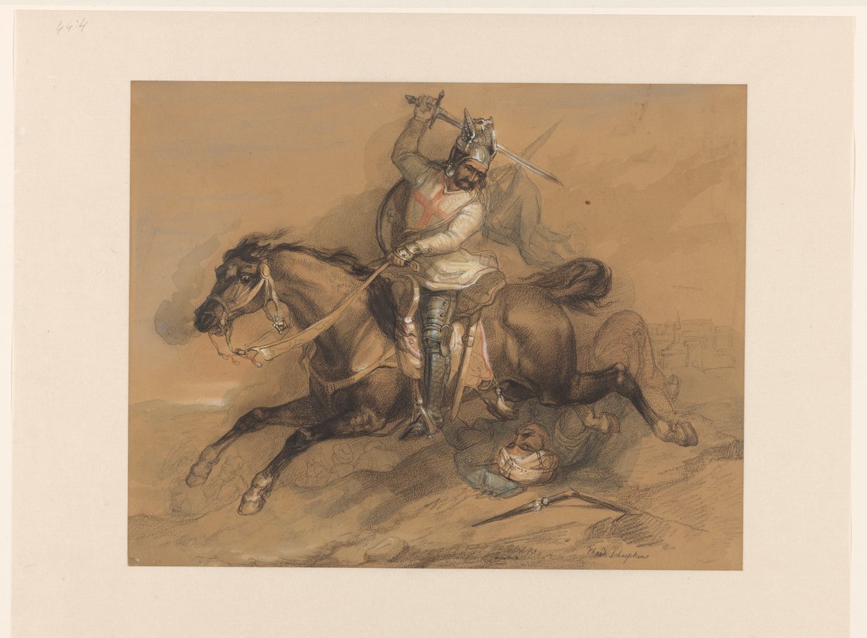 Crusader Defeating a Turkish Soldier by Theodoor Schaepkens