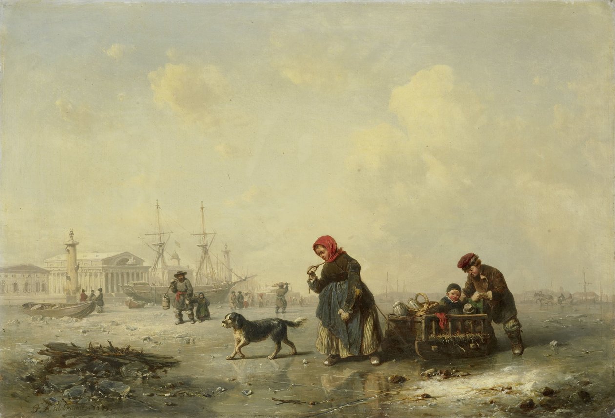 The Neva at St Petersburg (Leningrad) in the Winter by Theodor Hildebrandt