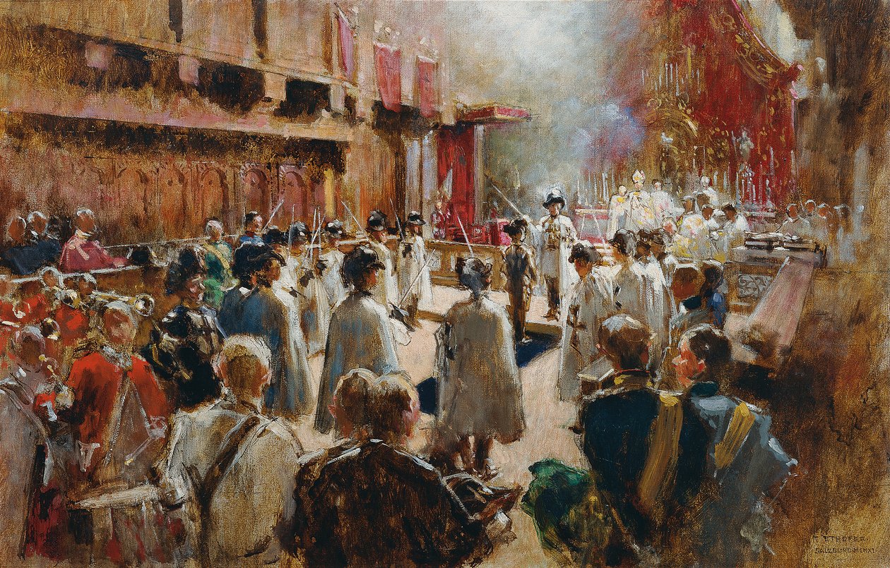 The Knighthood of Count Boos-Waldeck by the Grand Master of the Teutonic Order Archduke Eugen in the Court Church in Innsbruck by Theodor Josef Ethofer