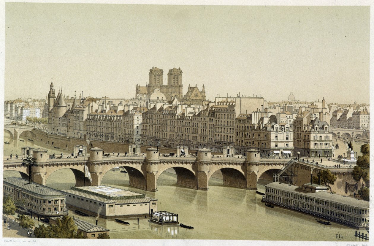 Île de la Cité and the Pont Neuf in Paris by Theodor Josef Hubert Hoffbauer
