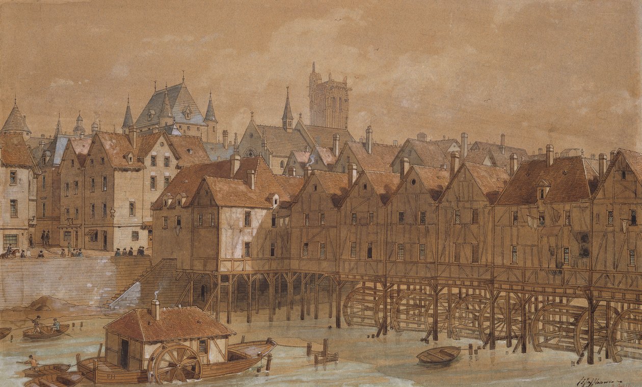 The Grand Chatelet and the Pont aux Meuniers by Theodor Josef Hubert Hoffbauer