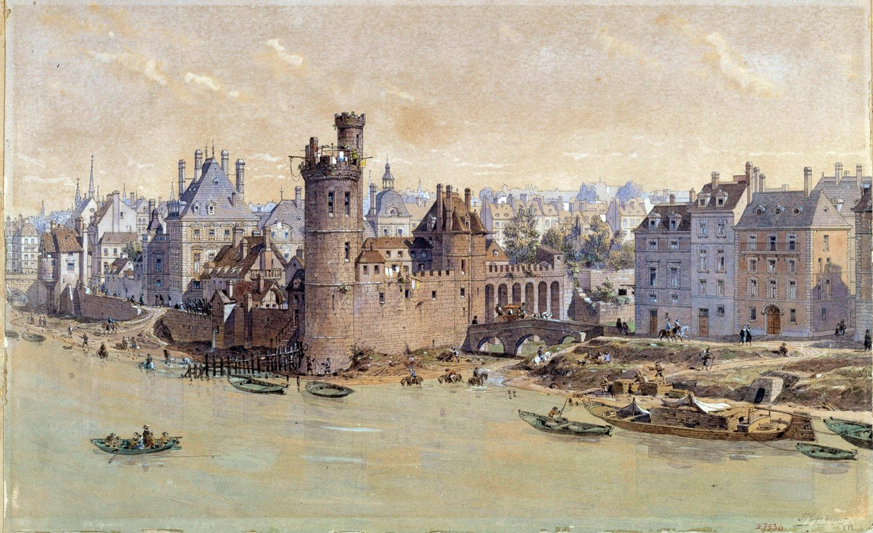 View of the Tower of Nesles in Paris in the 17th Century by Theodor Josef Hubert Hoffbauer