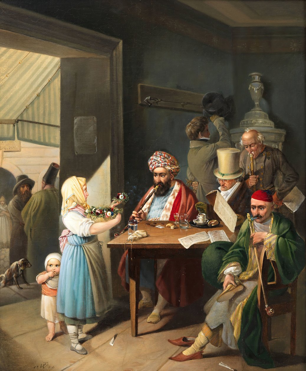 Greeks and Turks in a Viennese Coffee House, 1824 by Theodor Leopold Weller
