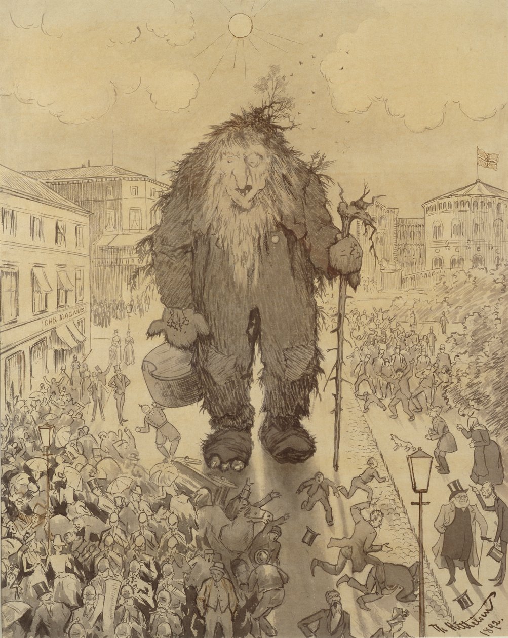 The Big Troll on Karl Johan by Theodor Severin Kittelsen