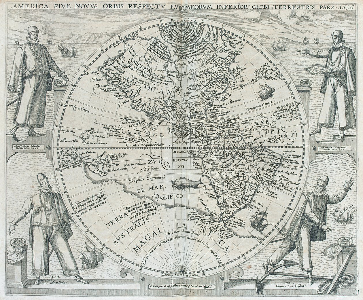 A Map of the Americas by Theodor de Bry